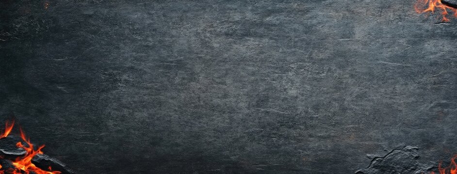 Abstract fiery landscape featuring dynamic flames and smoke for creative design and text placement within a striking black backdrop