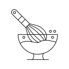 whisk line icon with white background vector stock illustration