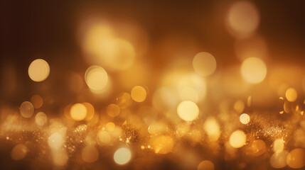 Obraz premium Warm golden bokeh lights softly diffused across a blurred background