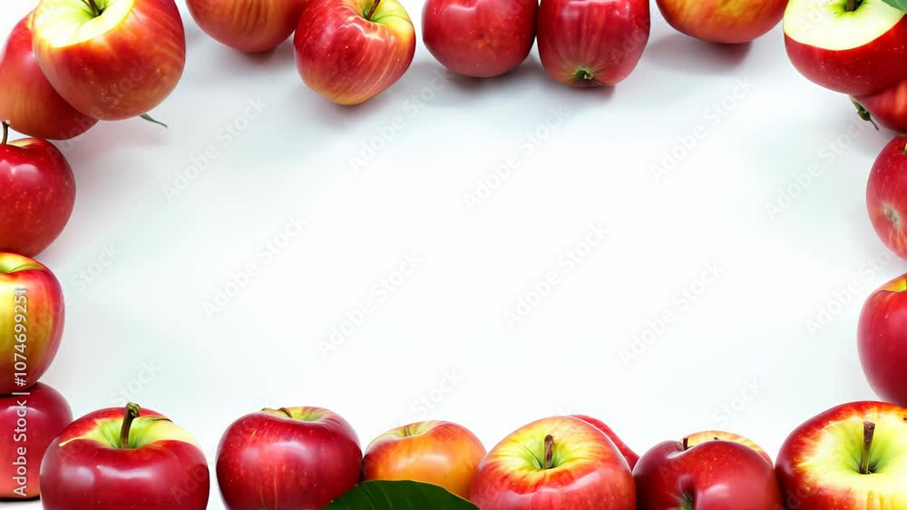 Poster floating apples arranged in a vibrant and dynamic composition, showcasing the variety of red and yel