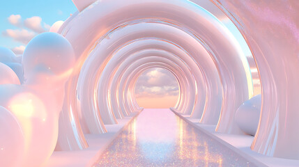 Obraz premium Pastel Pink Glowing Tunnel