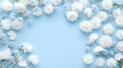 Ethereal winter landscape featuring frozen wildflowers in soft blue tones, capturing nature's delicate frost at dusk