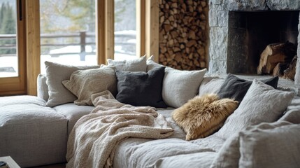 Comfortable Living Room with a Sweater on the Couch