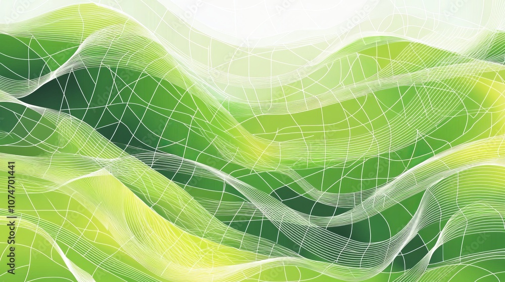 Poster a vector illustration of an abstract banner featuring a mosaic pattern of dynamic green lines. the d