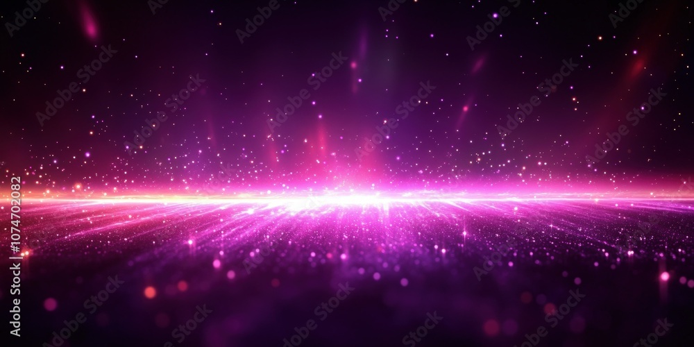 Aufkleber futuristic cosmic landscape with sparkling particles in a vibrant purple and pink color scheme captu