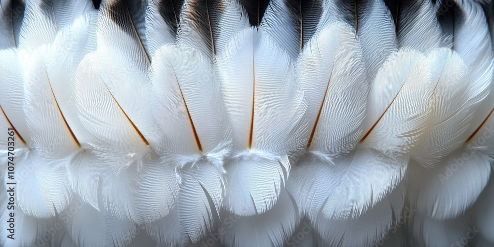 Poster elegant arrangement of white feathers displaying intricate textures and delicate patterns against a 