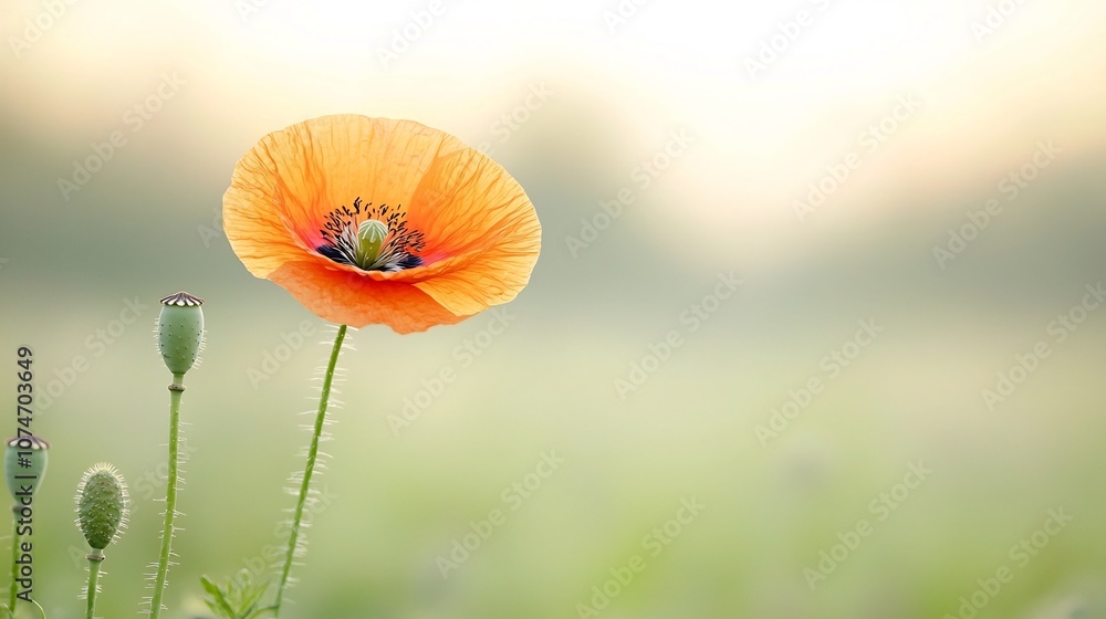 Poster exquisite close up of a vibrant poppy flower in full bloom showcasing the intricate details of its d