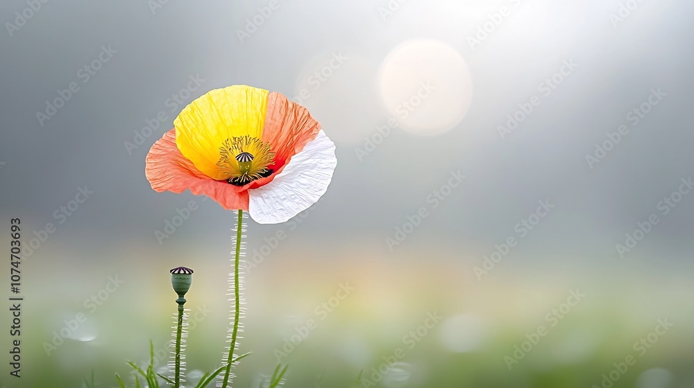 Poster stunning macro photograph showcasing the intricate and delicate details of a colorful poppy flower w