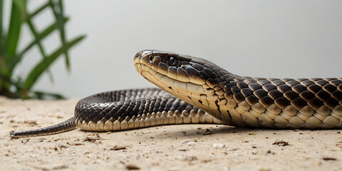 a coiled snake with various unique patterns and types, lying on a white background. Realistic view. created with generative AI