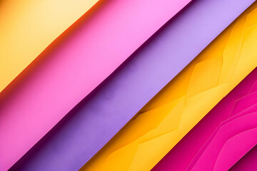 Fototapeta premium top view of colorful abstract yellow, purple and pink paper background, panoramic shot