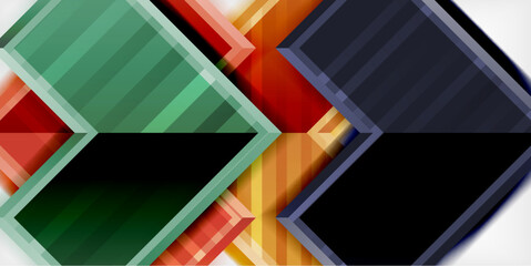 Arrow symbols created with 3d effects and line texture geometric abstract background