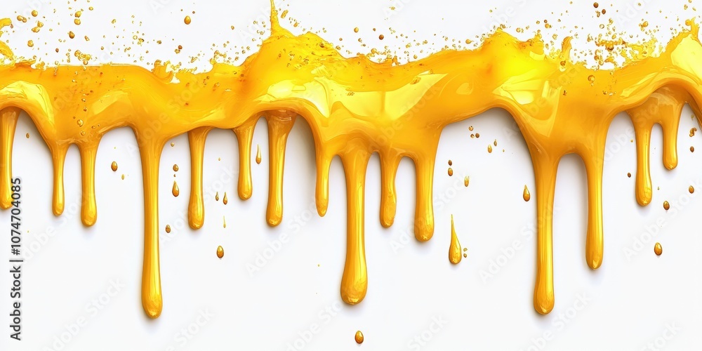 Poster bright yellow paint dripping down with vibrant texture creating a beautiful background for art and d