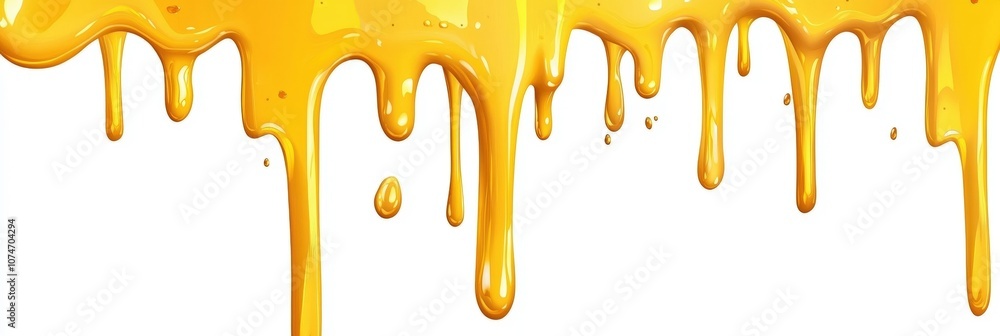 Poster bright and vivid dripping yellow paint on a white background creating an eye-catching texture for de