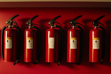 Obraz premium crimson fire extinguisher repetition