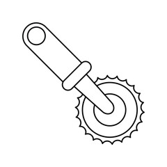 pizza cutter line icon with white background vector stock illustration