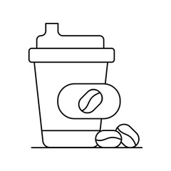 coffee line icon with white background vector stock illustration