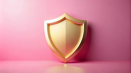 Golden Shield on Soft Pink Background Symbolizing Protection and Security for Creative and Professional Projects