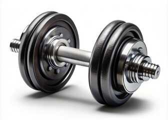 Naklejka premium Transparent Dumbbell on a White Background showcasing Fitness Equipment in a Top View, Ideal for Health and Wellness Promotions and Fitness Enthusiasts' Needs