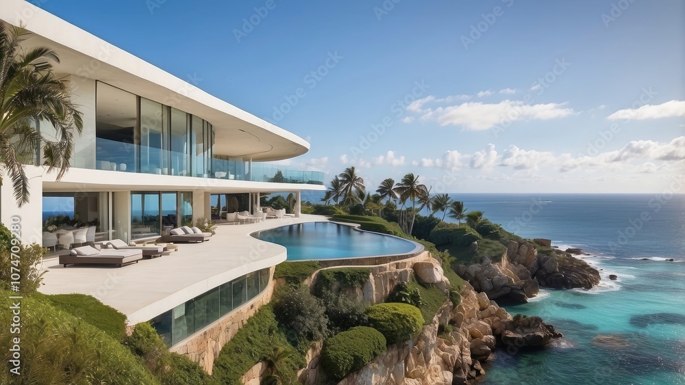 Aufkleber luxurious architecture and a property setting with an ocean view-