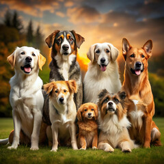 beautiful shot of different dog breeds resting