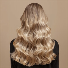 Naklejka premium the back view of a woman long blonde hairstyle