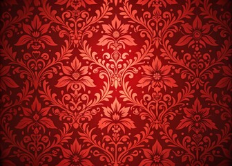 Fototapeta premium Vibrant Red Floral Pattern Design Perfect for Home Decor and Fashion Applications, Featuring Elegant Motifs and Rich Textures Ideal for Any Creative Project