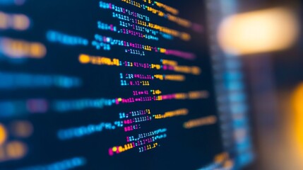 Lines of blue source code displayed on a dark background in a digital programming environment