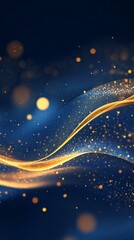 A blue and gold swirl of light and dark specks