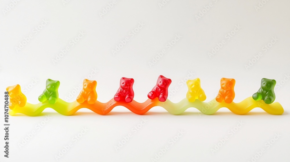 Fototapete vibrant gummy bear wave pattern showcasing colorful dynamic design with playful textures and shapes