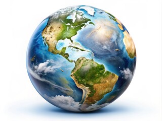 Stunning Double Exposure of Planet Earth on a White Background Showcasing the Beauty of Our World with Vivid Colors and Natural Details for Creative Projects