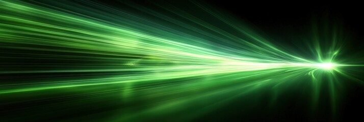 Abstract Green Light Rays and Energy Flow Creating a Dynamic Background for Various Applications in Design, Art, or Technology Projects