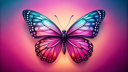 Obraz premium Elegant Butterfly Silhouette Against Soft Pink Background for Artistic and Creative Projects, Ideal for Nature-Inspired Designs and Backgrounds