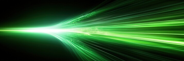 Abstract futuristic green light streaks creating a dynamic and vibrant atmosphere in digital design, art, and technology applications for creativity and innovation