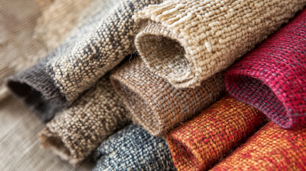 Use a close-up perspective to highlight surface details--such as rough burlap, smooth silk, pebbled leather, or textured clay--to emphasize the variety of tactile sensations