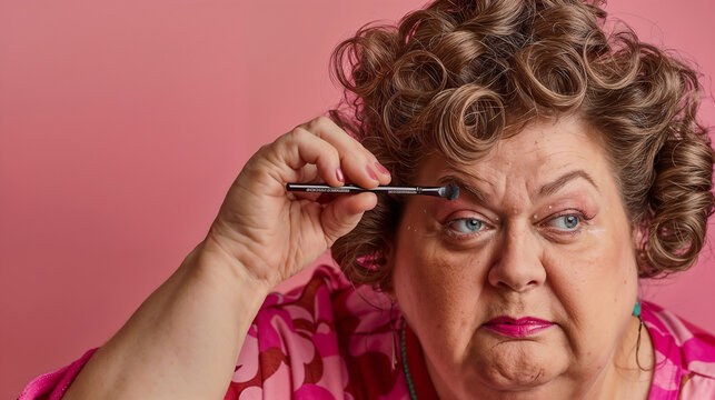Mature woman with curly hair.