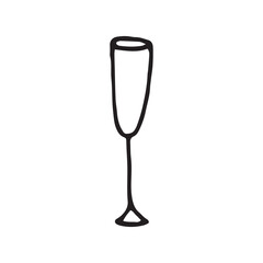 Champagne or cocktail glass illustration, icon on white color background