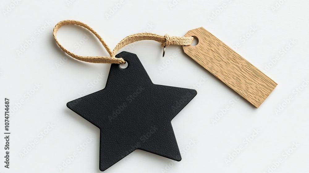 Poster Matte Star Shaped Label Tag with Reinforced Strap Designed for Versatile Accessory Purposes on a Clean White Background