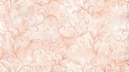 Delicate Watercolor Floral Swirl Pattern in Soft Peach Tones