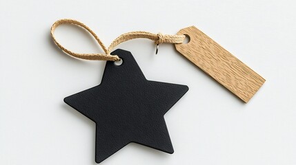 Matte Star Shaped Label Tag with Reinforced Strap Designed for Versatile Accessory Purposes on a Clean White Background