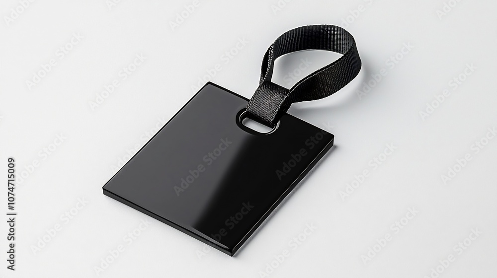 Aufkleber glossy square tag with reinforced strap isolated on white background professional organized labeling