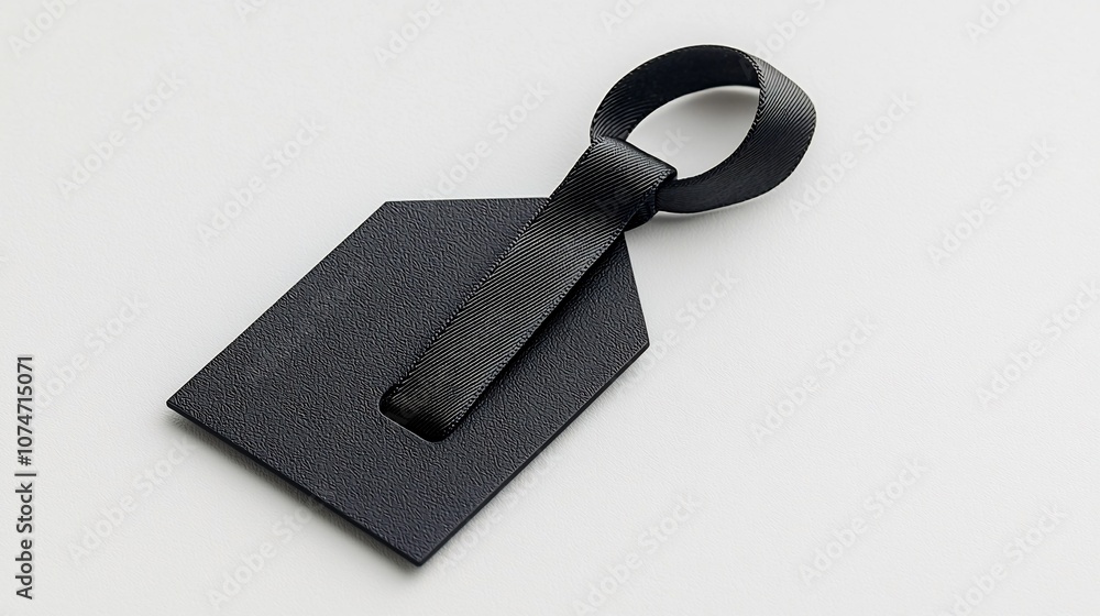 Leinwandbilder Elegant Ribbon Style Label Tag with Secure Loop Attachment Detailed Finish on White Background for Organized Product Marking and Branding