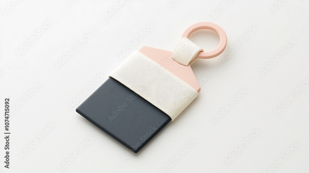 Poster Sleek and Minimal Ribbon Style Label Tag with Secure Loop Attachment Ideal for Organized Marking and Identification of Items on a Clean White Background
