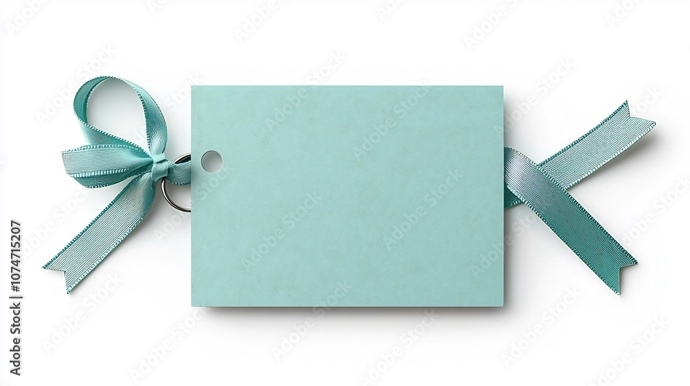 Leinwandbilder Rectangular tag with a smooth ribbon like finish and secure loop positioned against a clean white background perfect for branding labeling and packaging design purposes