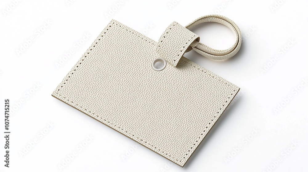 Leinwandbilder Rectangular tag with a smooth ribbon like finish and secure loop positioned against a clean white background for product labeling packaging or branding purposes