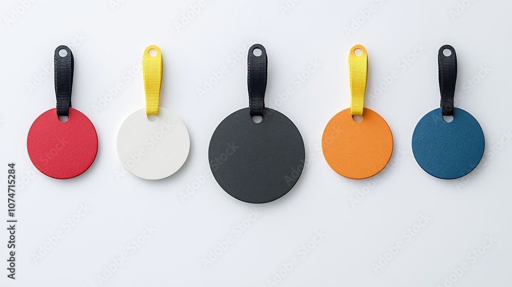 Aufkleber matte textured vibrant circular tag with secure strap ideal for stylish product labeling branding an