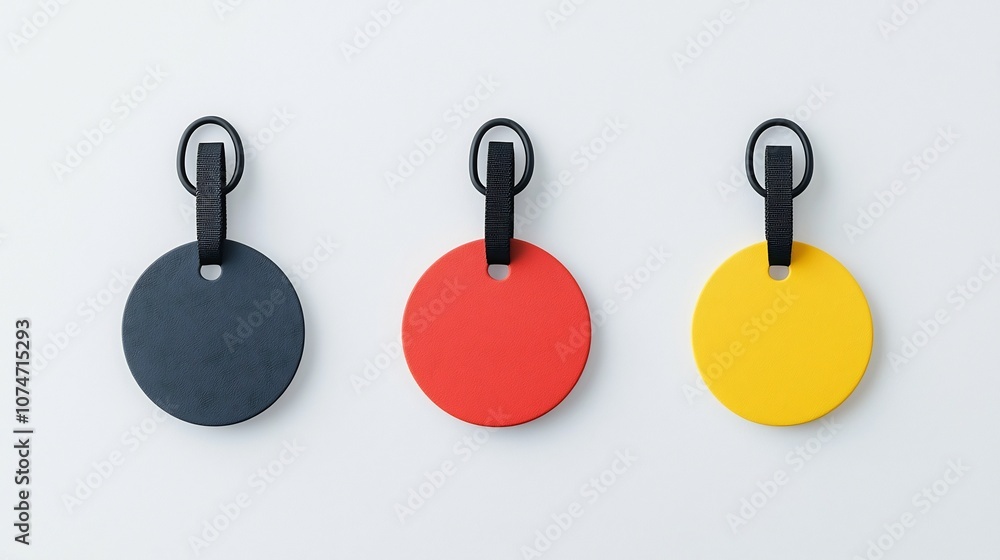 Leinwandbilder vibrant circular tag with matte texture and secure strap ideal for product labeling isolated on a cl