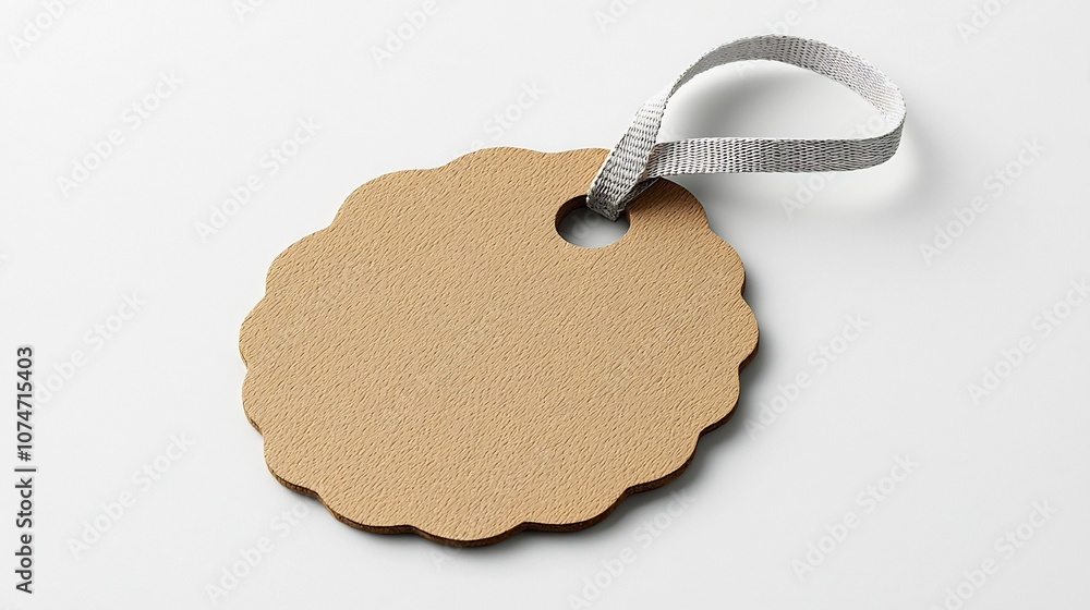Poster a circular tag with a smooth premium finish and reinforced strap isolated on a clean white backgroun