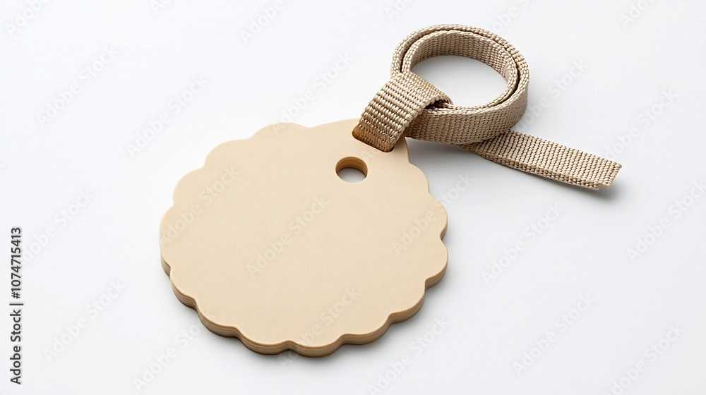 Leinwandbilder scalloped circular tag with a finish and reinforced strap isolated on a clean white background for v