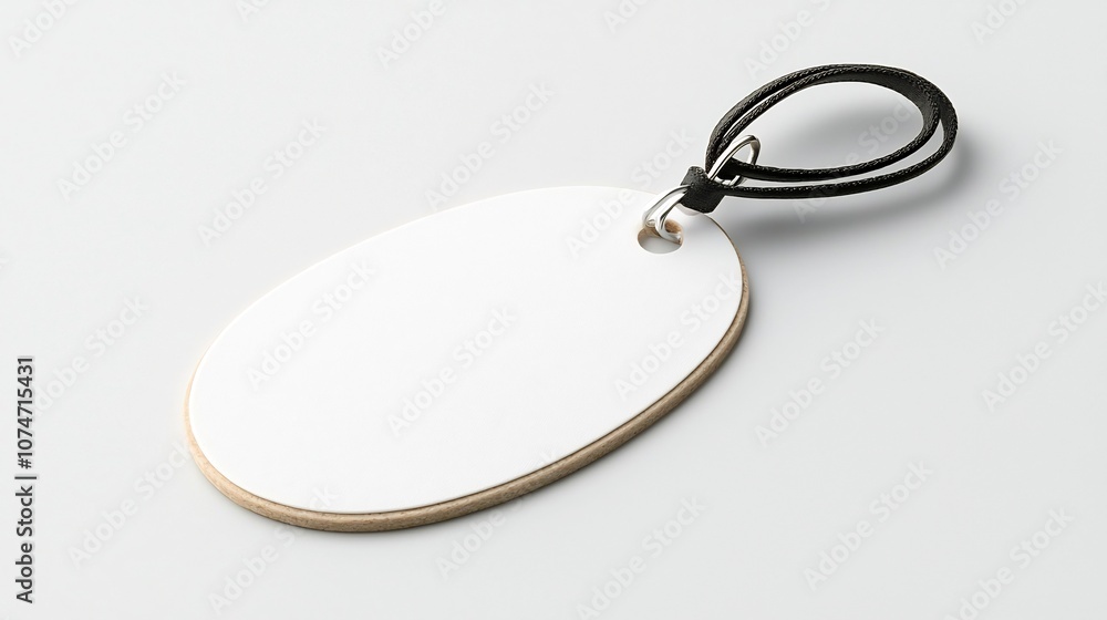 Leinwandbilder elegant and sophisticated oval shaped tag with a smooth glossy surface and secure strap attachment i