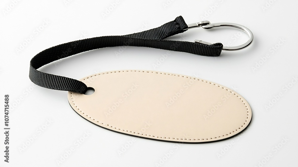 Leinwandbilder elegant and minimalist oval tag with a smooth glossy surface and secure strap attachment perfect for